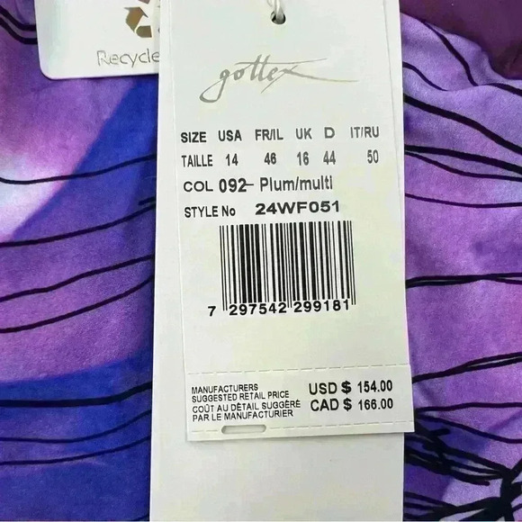 NWT Gottex Wild Flower One Shoulder One Piece Swimsuit Size 14 - Picture 3 of 5